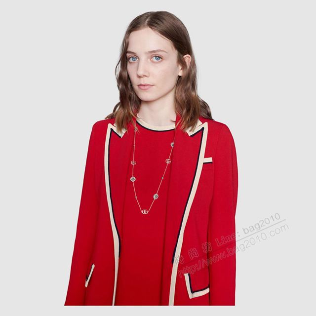GUCCi飾品 古馳首飾 Gucci泰銀logo藍耀石毛衣鏈  zgbq1048